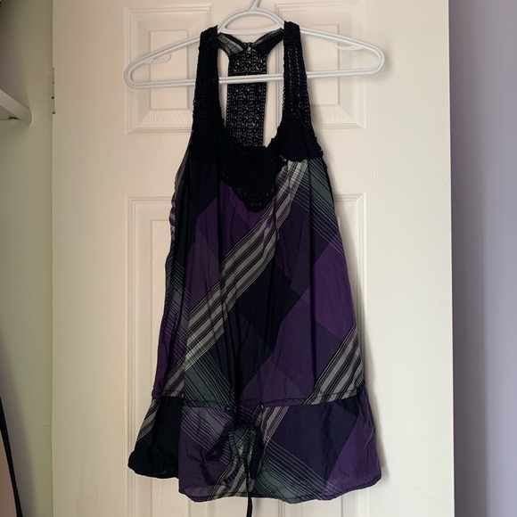 3 for $15 Garage Purple Plaid Top - Picture 2 of 7